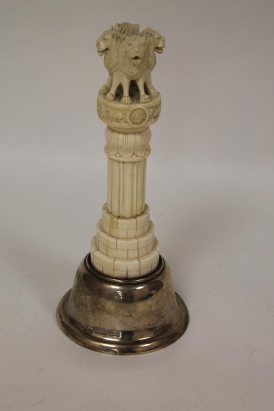 An Unusual Indian silver and Ivory mounted bell